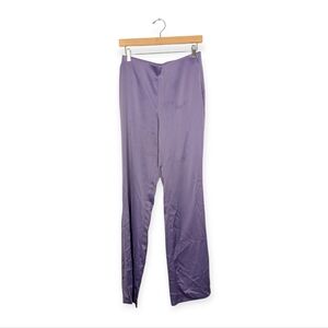 Zara Lavender Purple Satin High Rise Flared Trouser Pants Size M